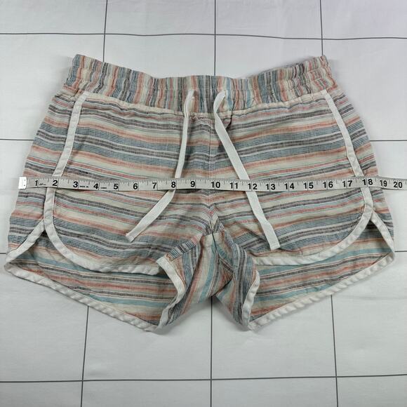 Athleta Shorts Womens 4 Cream Multi Striped Jacquard Sandbar Linen Beach Casual - Picture 8 of 11
